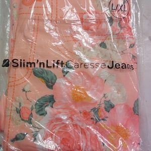 Rose leggings, light blue jean leggings